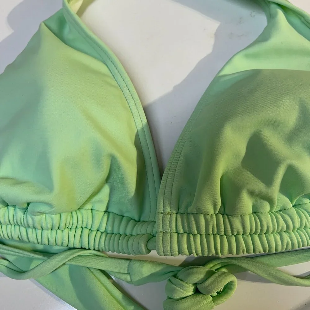 Mint Green Ruched Triangle Bikini Top | Adjustable Tie Back | Retro Y2K Swimwear